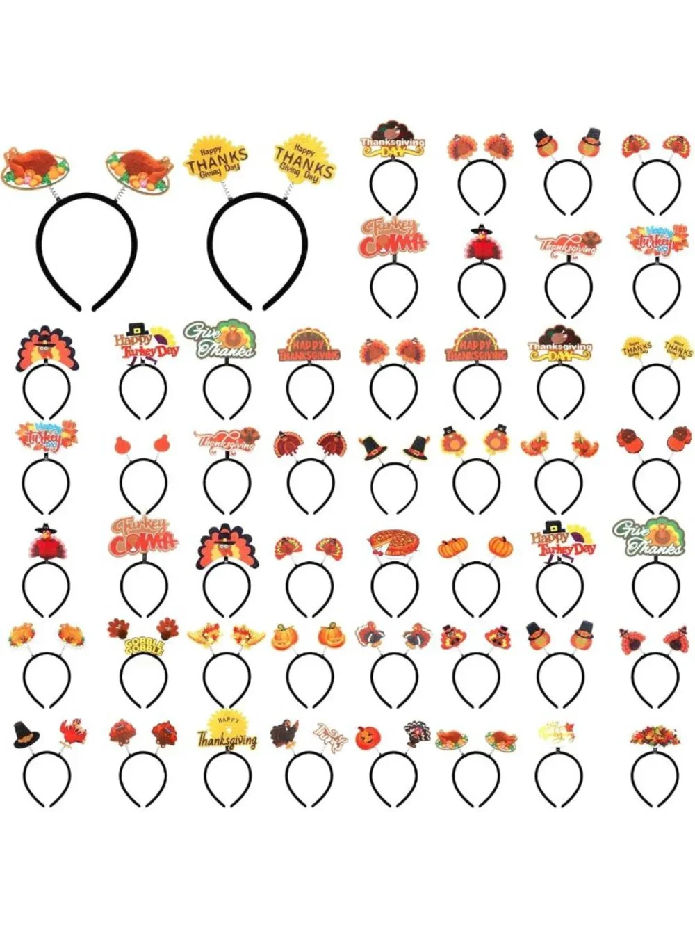 50 Pcs Thanksgiving Turkey Headbands & Pumpkin Boppers for Fall Party Favors
